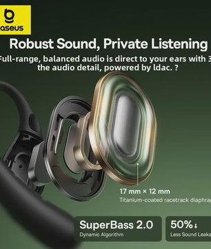 Baseus Eli Sport 2 Open-Ear Oordopjes - Draadloze Sport Oortjes met Bluetooth 6.0, IP57 Waterdicht