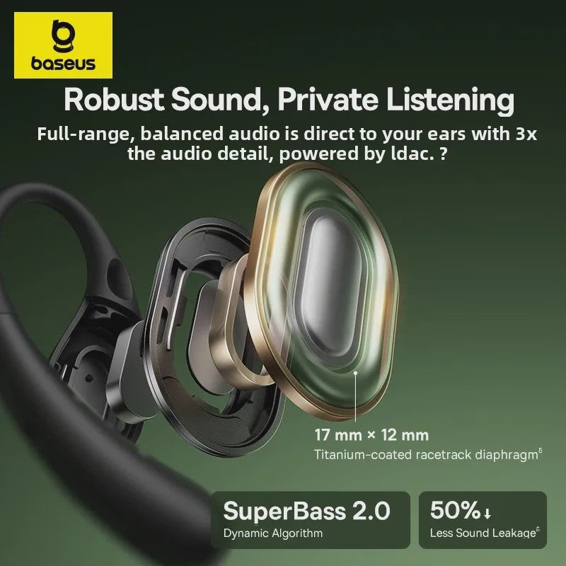 Baseus Eli Sport 2 Open-Ear Oordopjes - Draadloze Sport Oortjes met Bluetooth 6.0, IP57 Waterdicht