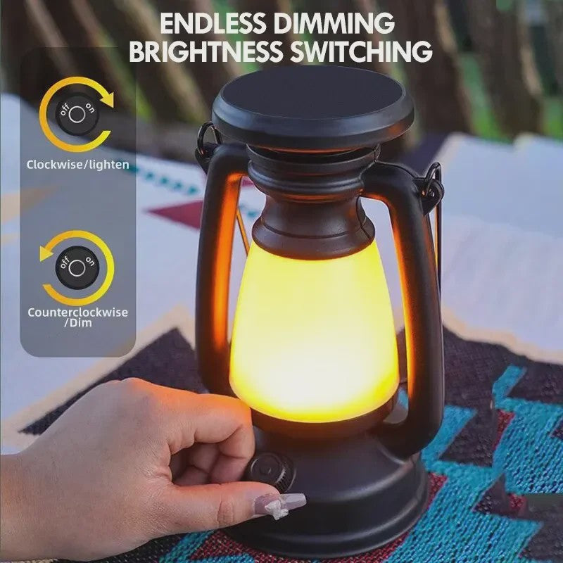 Retro Camping Lantaarn - Sfeervolle LED Tafellamp met USB-C Opladen