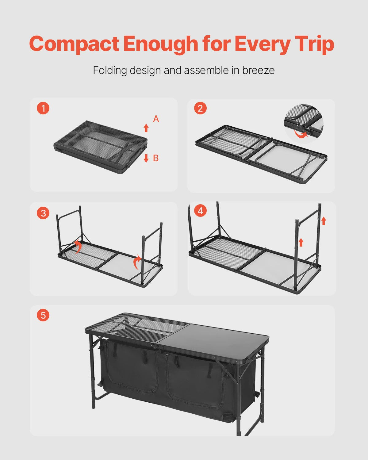 Aluminium Camping Keukentafel - Lichtgewicht & Draagbaar Kookstation voor Outdoor BBQ, Picknick & RV