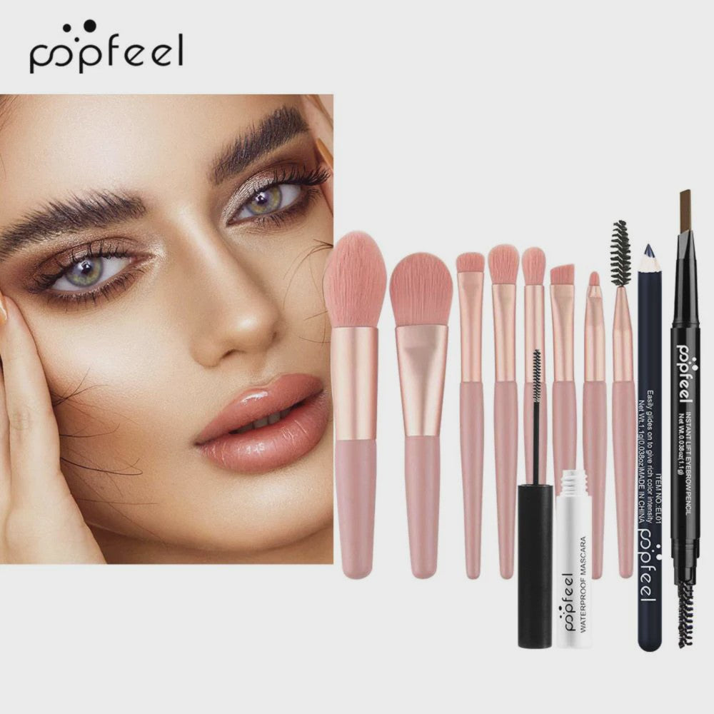 POPFEEL Complete Oog Make-up Set: 40 Kleuren Oogschaduw, Wenkbrauwpotlood, Eyeliner, Mascara & Kwasten