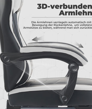 Ergonomische Gaming Stoel met Voetensteun & Lendekussen - Verstelbaar