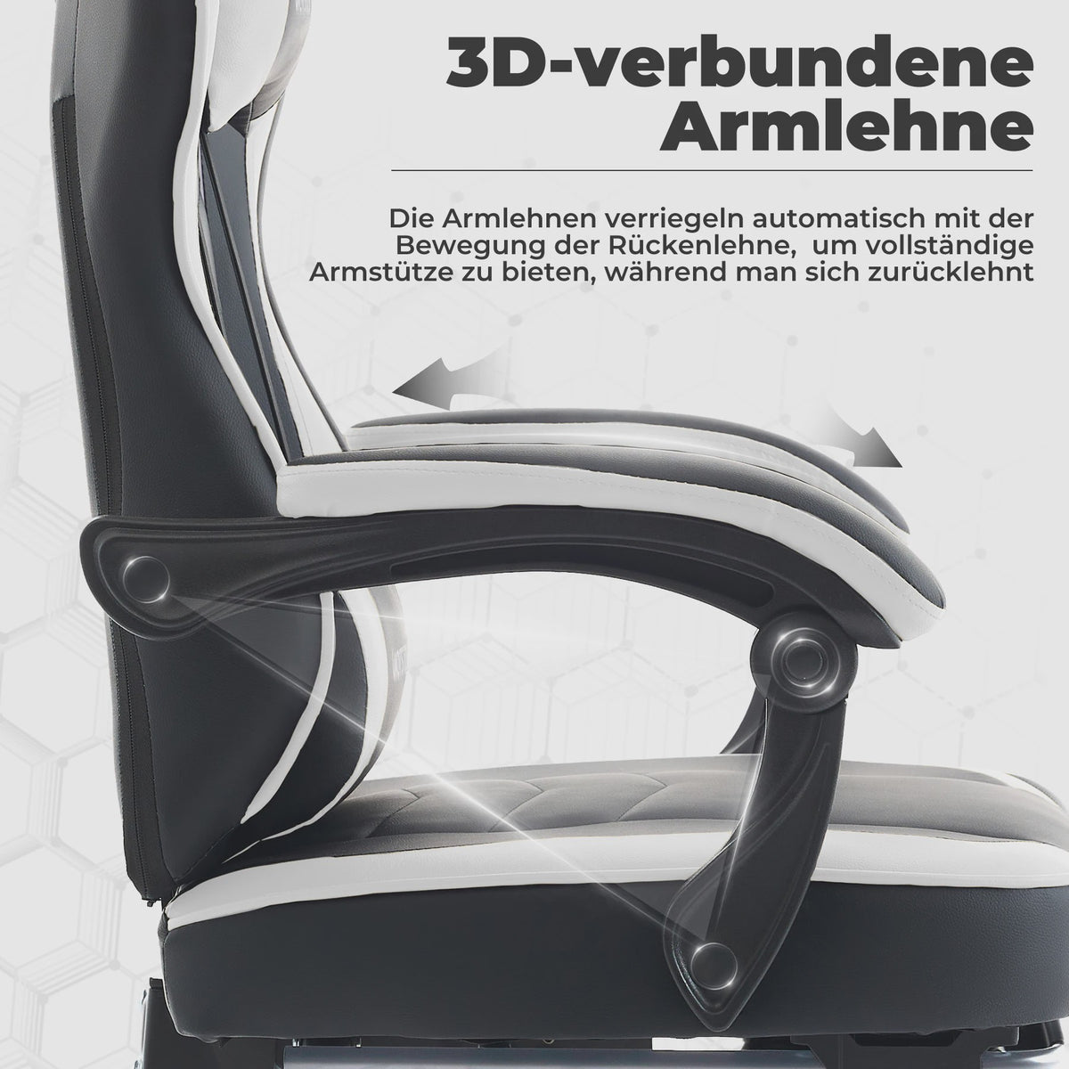 Ergonomische Gaming Stoel met Voetensteun & Lendekussen - Verstelbaar