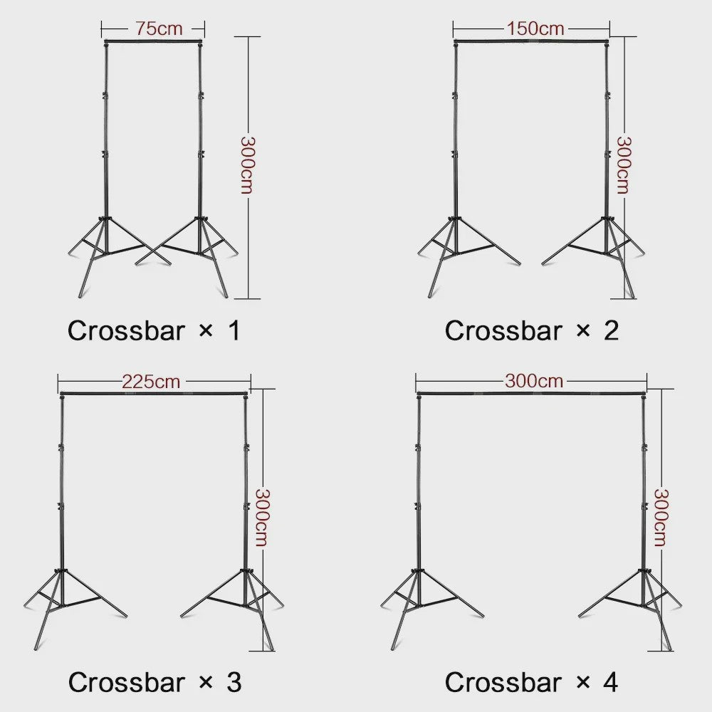 Professionele Achtergrond Stand Set (2x2M, 2x3M, 2.6x3M) - Draagbaar & Duurzaam