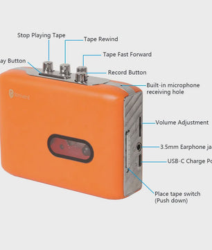 Draagbare Cassette naar MP3 Converter & Recorder met Ingebouwde Microfoon en Koptelefoon