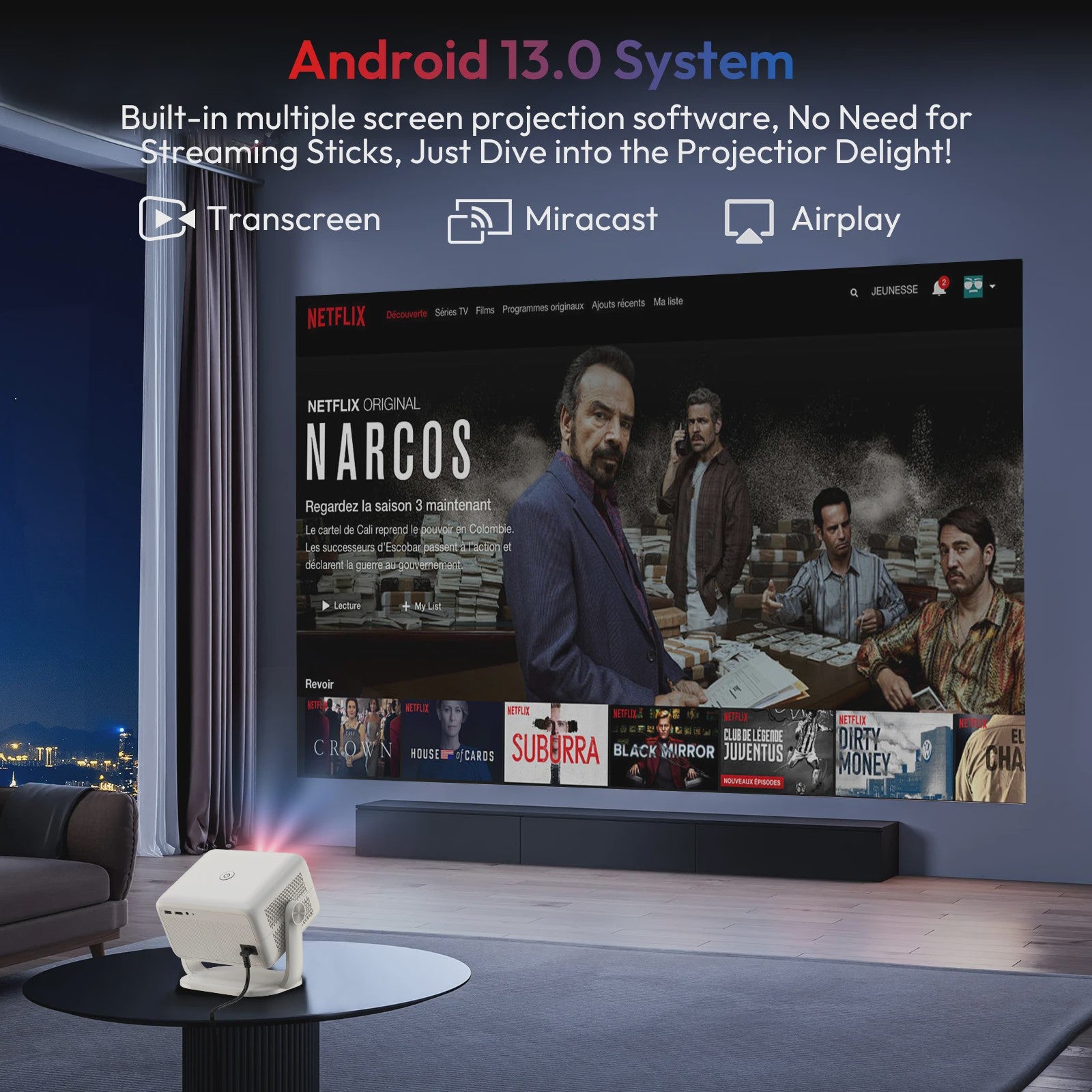 XGODY N6 Smart Projector: Netflix Officieel, 4K Ondersteuning, 650 ANSI Lumen & AI Functies