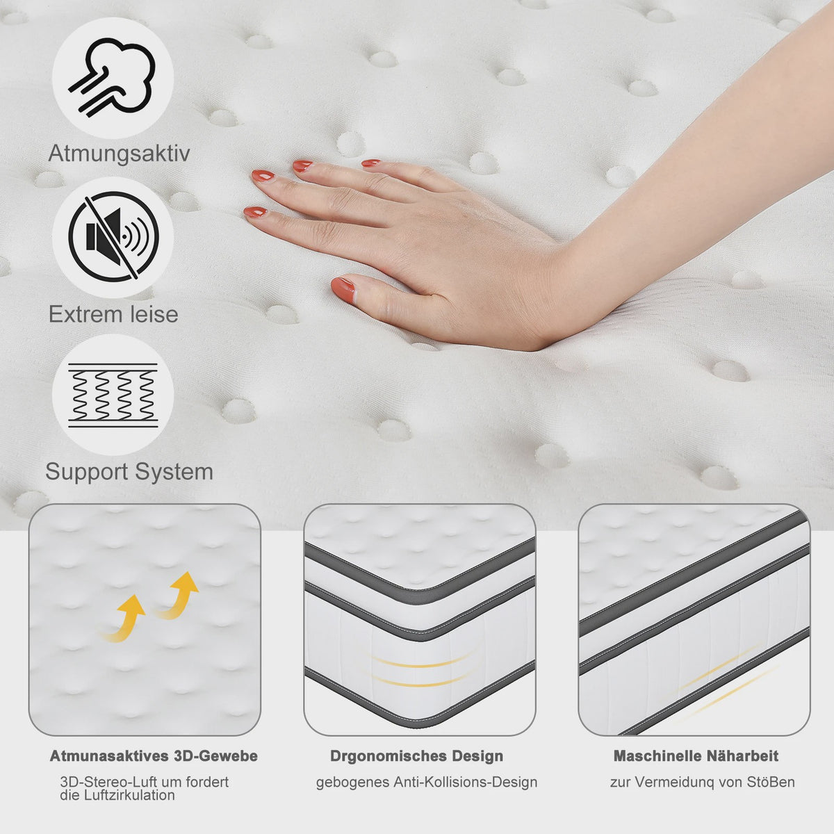 Pocketvering Matras met Traagschuim Topper - Medium Stevig - Ademend 3D Stof