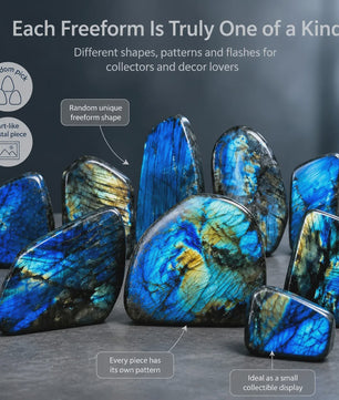 Unieke Labradoriet Kristal Decoratie - Natuurlijke Vorm, Blauw & Goud Sparkle