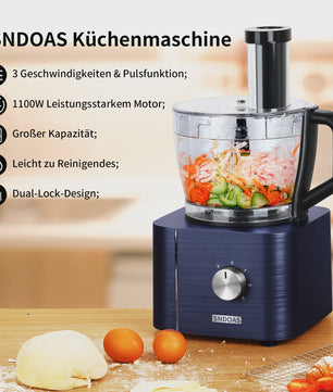 Krachtige 1300W Keukenmachine met 11 Accessoires: Mixen, Kneden, Blenden, Persen & Meer