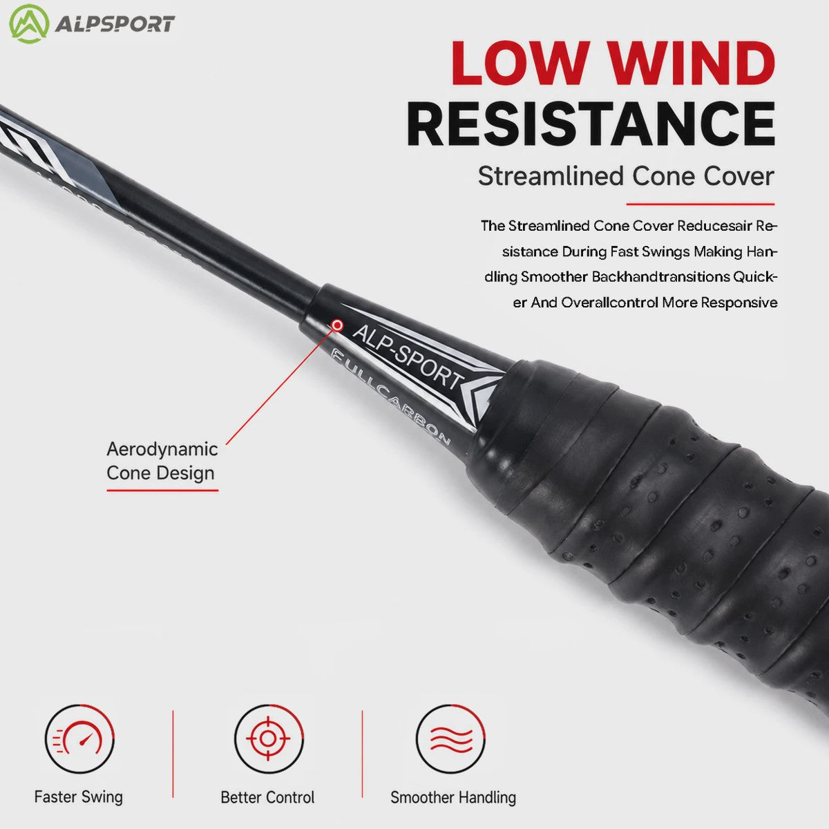 ALPSPORT RR Carbon Fiber Badminton Racket Set (2 stuks) - Offensief, 26LBS, Inclusief Tas & Shuttlecock - Ideaal voor Tieners