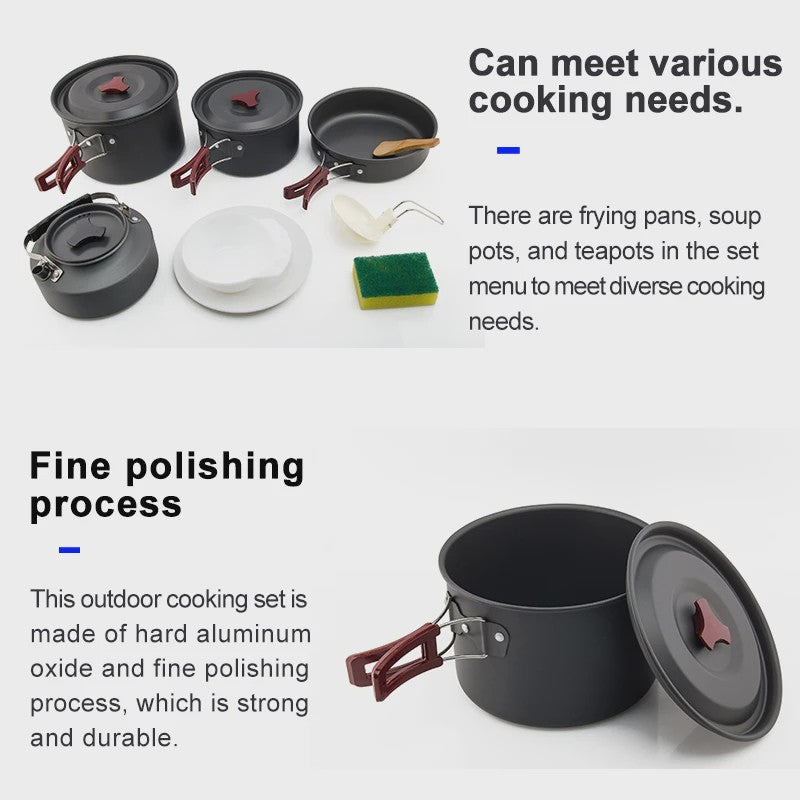 Widesea Camping Kookset Outdoor Potten & Pannen Set met Waterkoker & Bestek