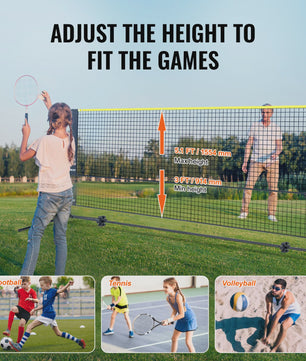 Verstelbaar Sportnet 20FT - Badminton, Volleybal, Tennis, Pickleball - Draagbaar & Inklapbaar