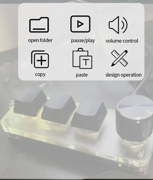 Programmeerbaar Mini Mechanisch Toetsenbord met 3 Toetsen, 1 Draaiknop & RGB - Ideaal voor Gaming & Design