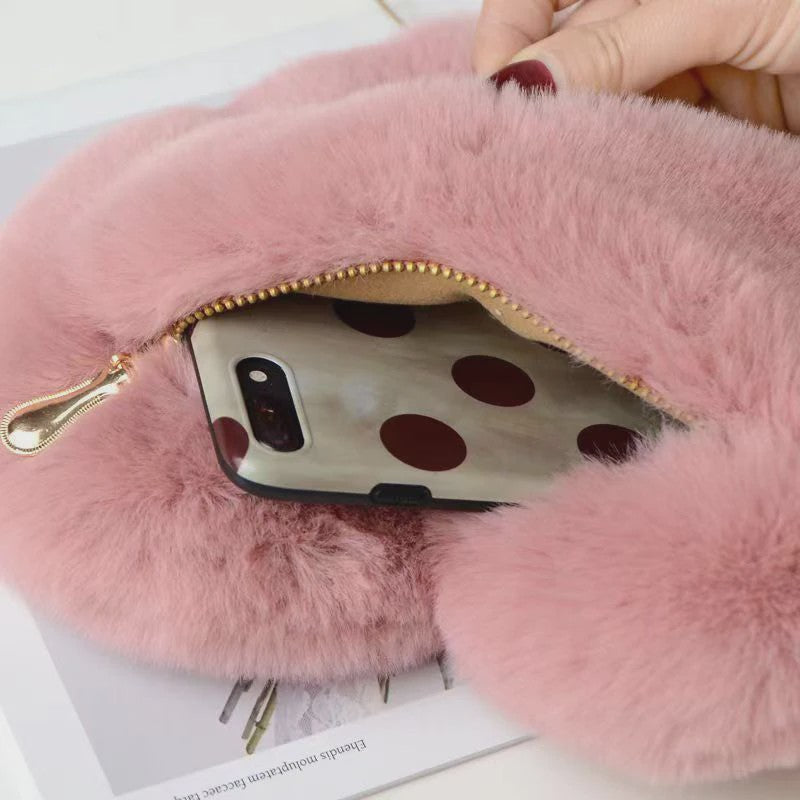 Schattige Hartvormige Pluche Schoudertas met Ketting - Dames Crossbody Tas