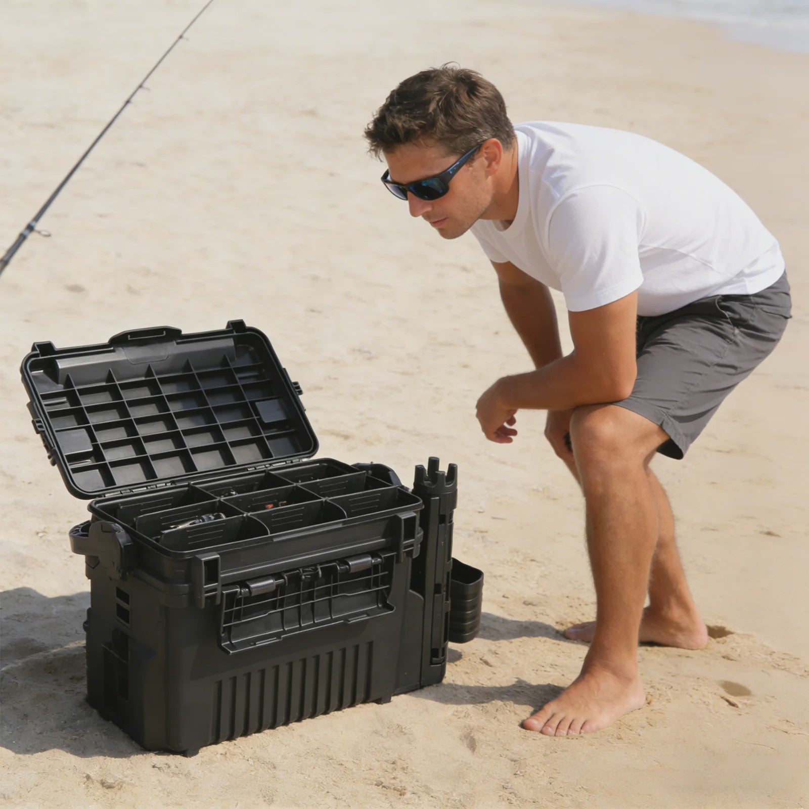 Waterdichte Vis Tackle Box met Hengelhouder - 2 Lagen Opbergorganizer