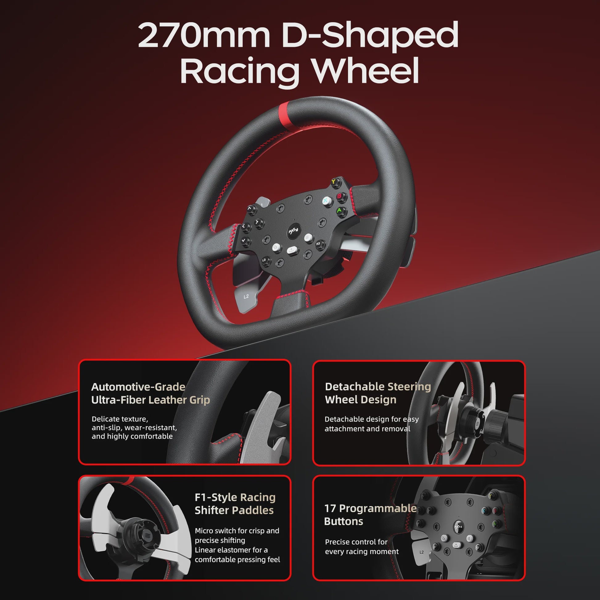 PXN V10 Ultra Direct Drive Racing Wheel Kit met 3.2Nm Force Feedback en Hall Effect Pedalen voor PC/PS4/Xbox