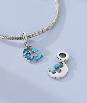 925 Sterling Zilveren Bedel Set: Dolfijn, Zeepaardje & Octopus - Blauw - DIY Armband Sieraden