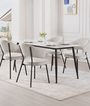 Set van 2 gestoffeerde eetkamerstoelen met armleuningen en rugleuning - Comfortabele lounge stoel voor keuken of woonkamer