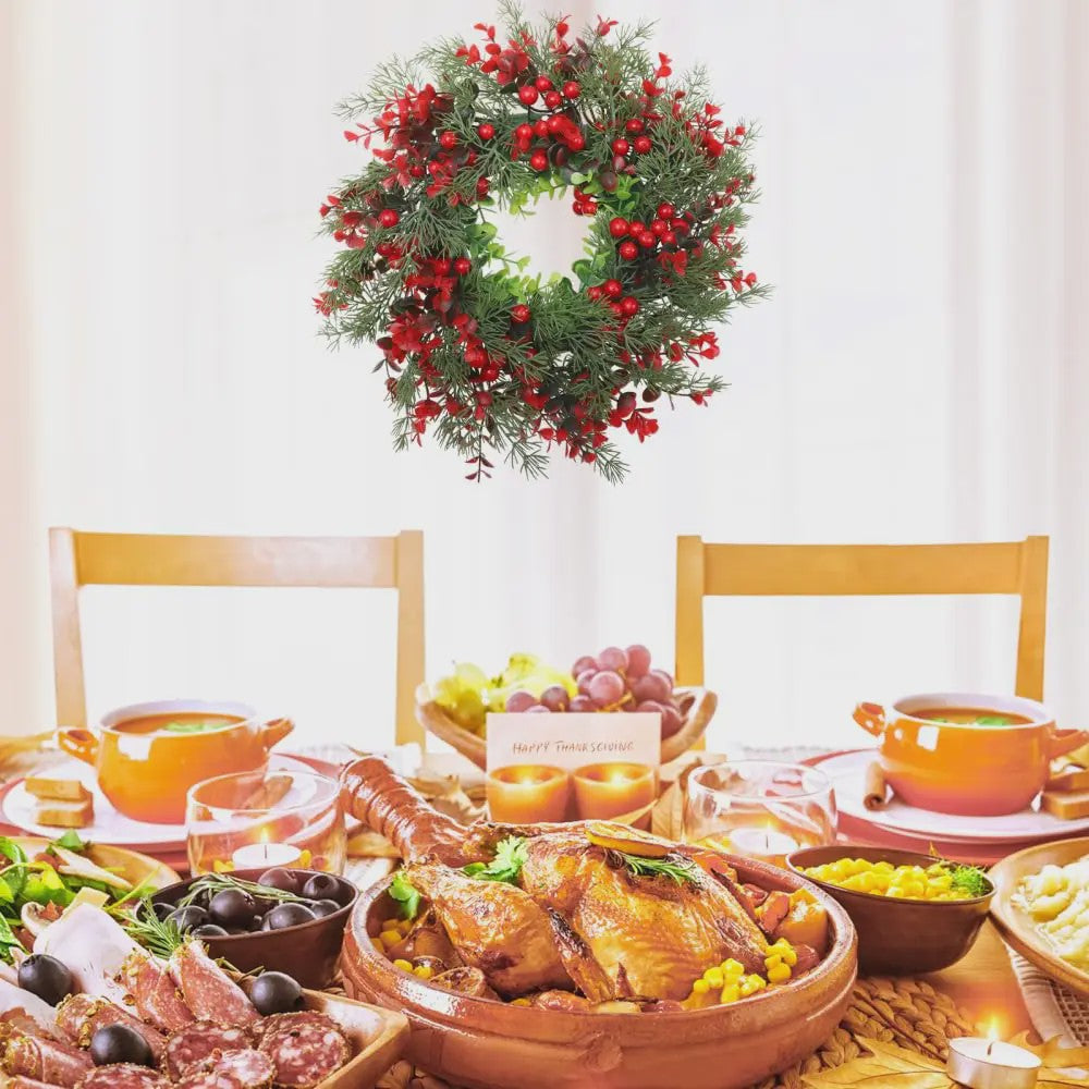 Kunstkerstkrans Rode Bessen 35cm - Sfeervolle Winter en Kerstdecoratie