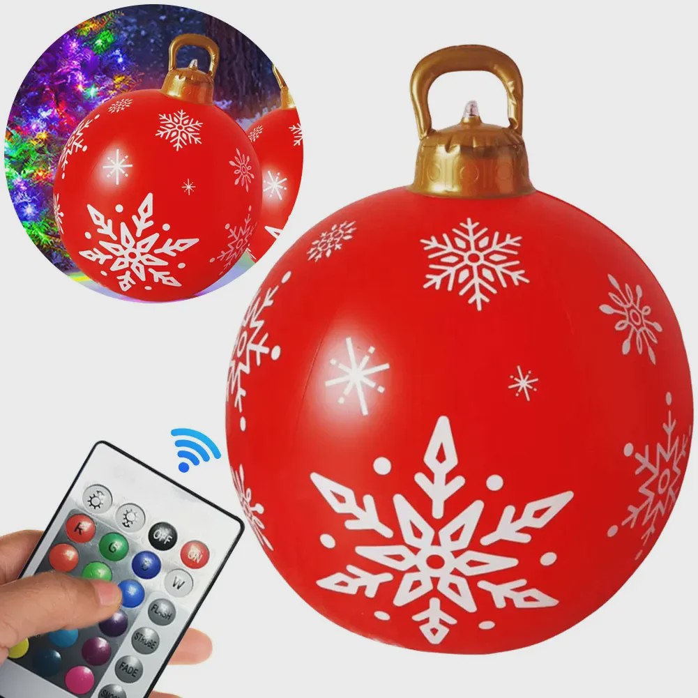 24 Inch Opblaasbare Kerstbal met LED Verlichting - XL Tuindecoratie