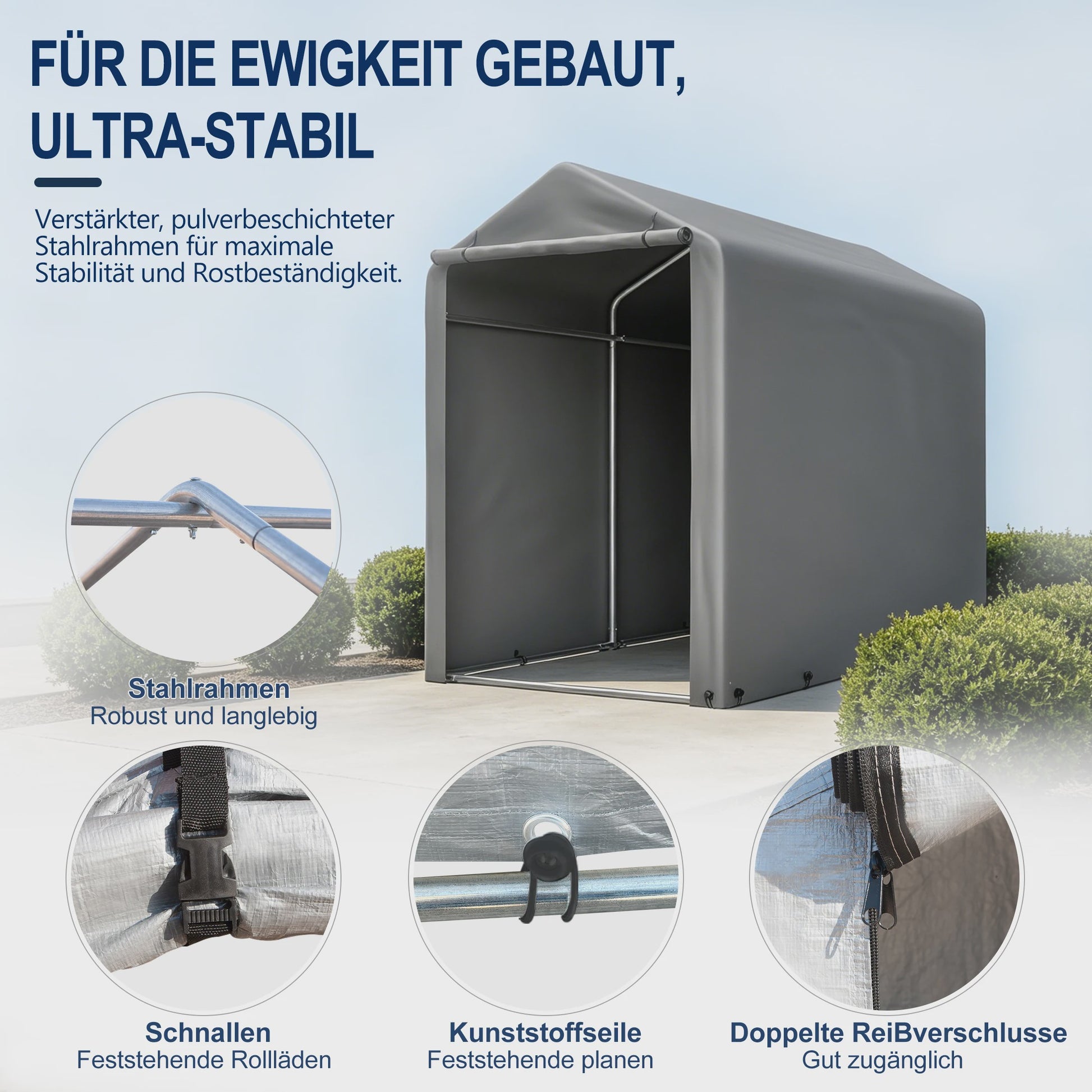 Robuuste Garage Carport 100x187x160cm - Waterdicht, UV-bestendig & Winddicht