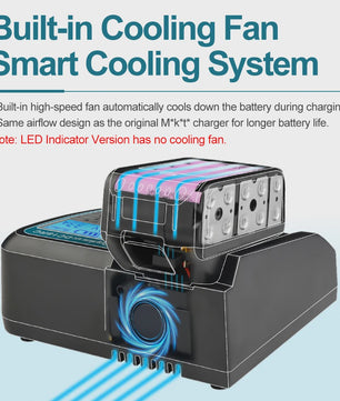 Waitley Snellader voor Makita 18V & 14.4V Accu's - Met Display, Koelventilator & EU Stekker
