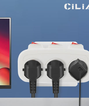 CILIA 3-in-1 Stekkerdoos met 3 Schakelaars - EU Schuko Stopcontacten