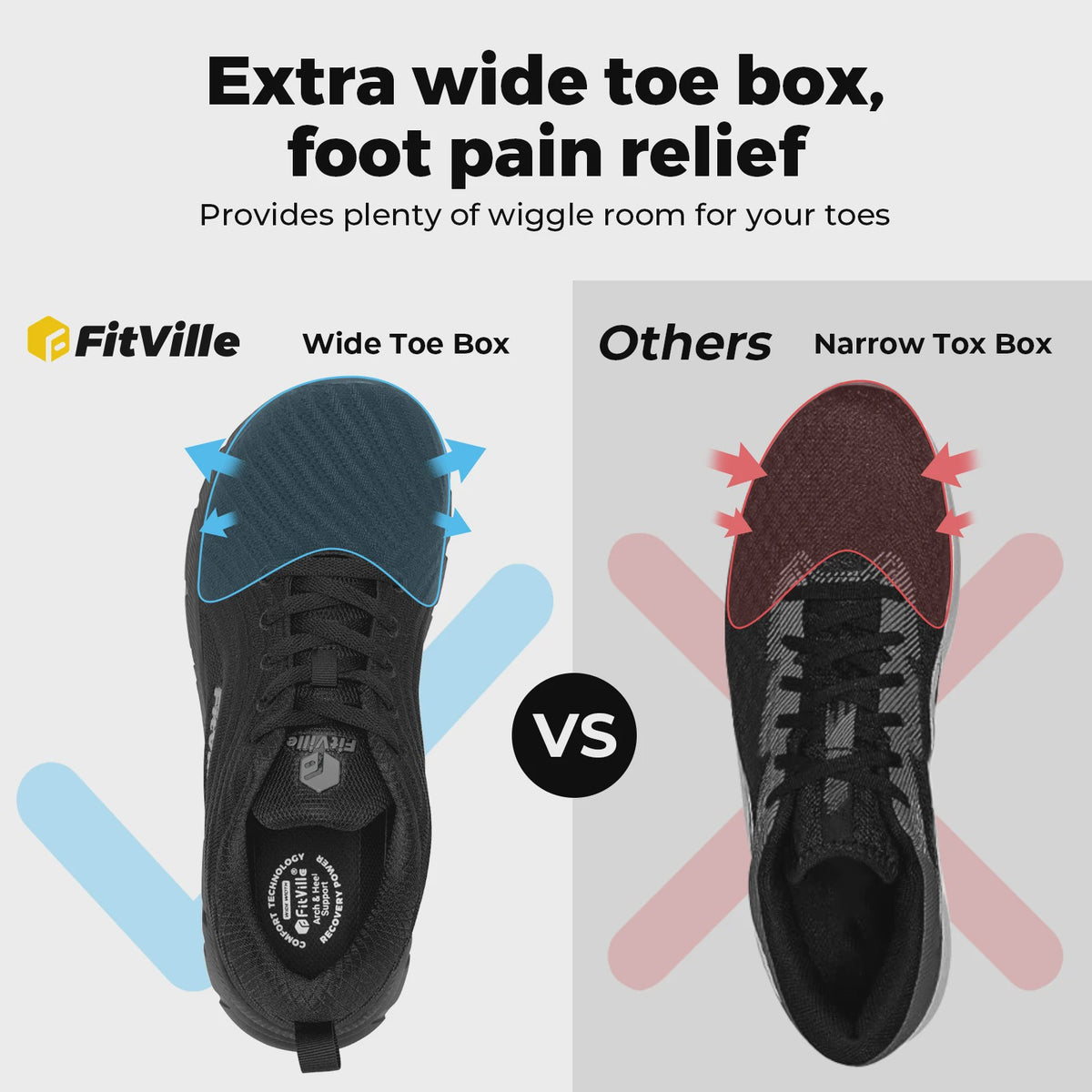 FitVille Extra Brede Hardloopschoenen voor Heren - Lichtgewicht, Ademend & Anti-slip