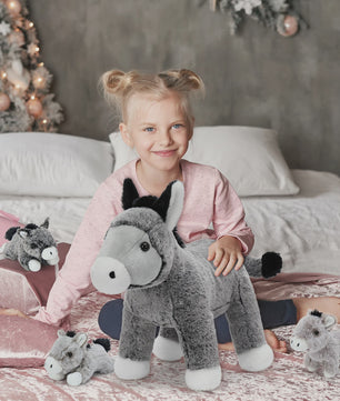Grote Knuffel Ezel met 3 Baby Ezels - Verrassing in de Buik!