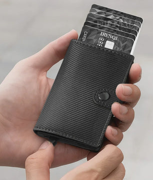 Minimalistische RFID-blokkerende Cardholder met Automatische Pop-Up | PU Leer