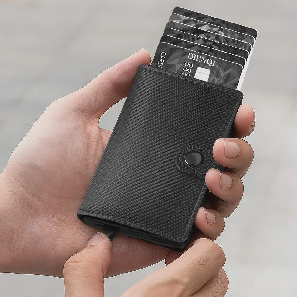 Minimalistische RFID-blokkerende Cardholder met Automatische Pop-Up | PU Leer