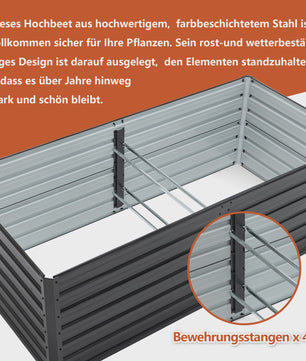 Verhoogd Metalen Tuinbed 190x90x64cm - Zwaar Uitvoering, Roestvrij & Waterdicht