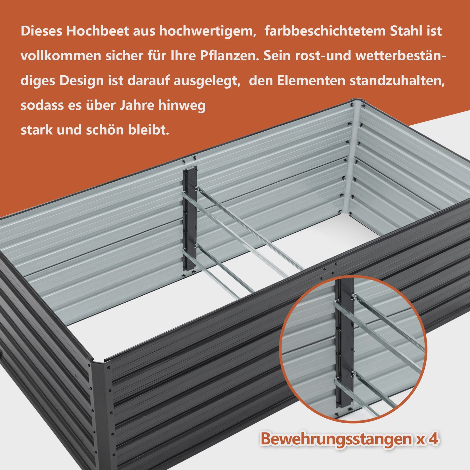 Verhoogd Metalen Tuinbed 190x90x64cm - Zwaar Uitvoering, Roestvrij & Waterdicht