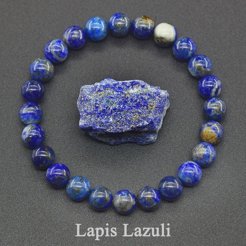Natuurlijke Edelsteen Armband - Reiki, Blauwe Apatite, Lapis Lazuli, Amethist & Tijgeroog