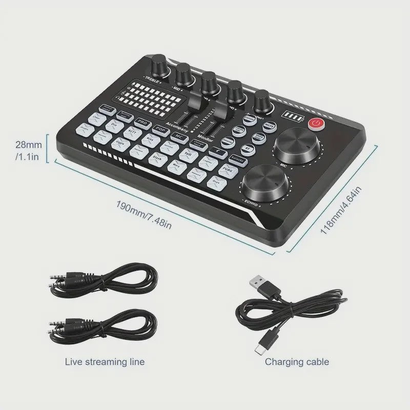 Professionele Podcast Mixer: All-in-One Audio Interface voor Streamen & Opnemen