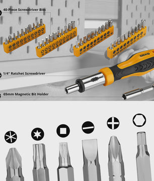 DEKO DKMT228 Complete Gereedschapskist - 228 Delige Handgereedschap Set voor Auto Reparatie en Klussen
