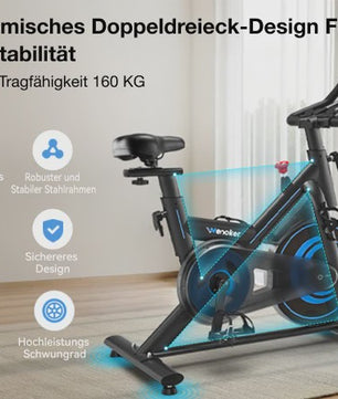 Wenoker Hometrainer Fiets met App - Stille Ergometer Spinning Bike voor Thuis (max 160kg)