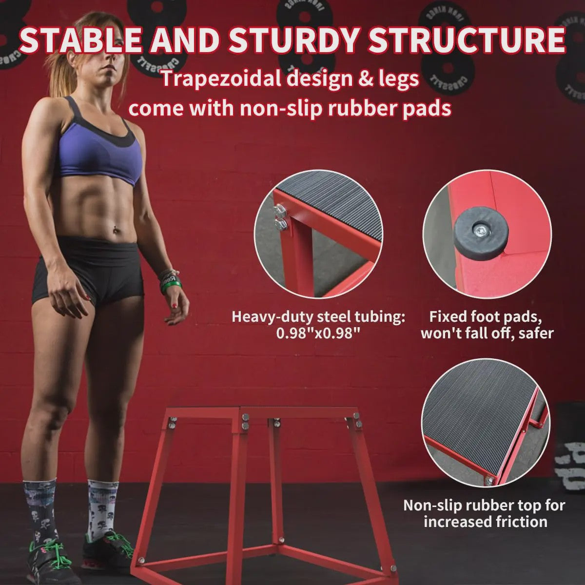 Metalen Plyo Box Springbox - Antislip Top - 12, 18, 24, 30 Inch - Home Gym Training
