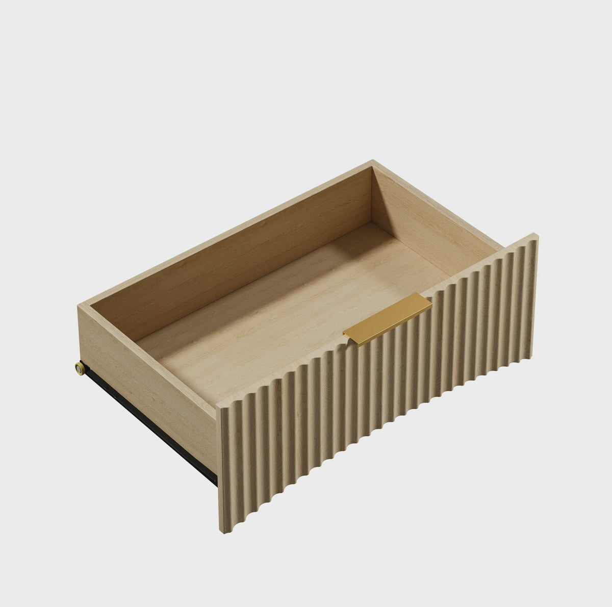 Eiken Nachtkastje met 3 Lades, Goudkleurige Handgrepen en Soft-Close Systeem - 58x38x64 cm