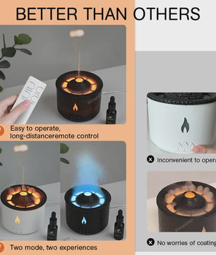 Vulkaanas Aroma Diffuser met Vlam & Kwallen Rookeffect - Luchtbevochtiger & Aromatherapie