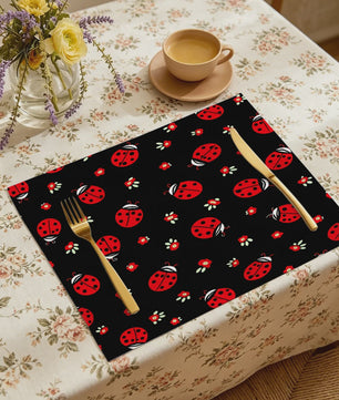 Vrolijke Placemats met Lieveheersbeestjes - Zwart, 30x40cm