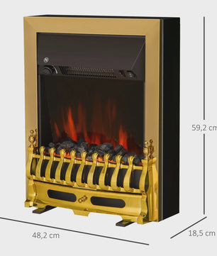 HOMCOM Elektrische Sfeerhaard Neo-Retro Stijl met Vlam Effect - Zwart/Goud