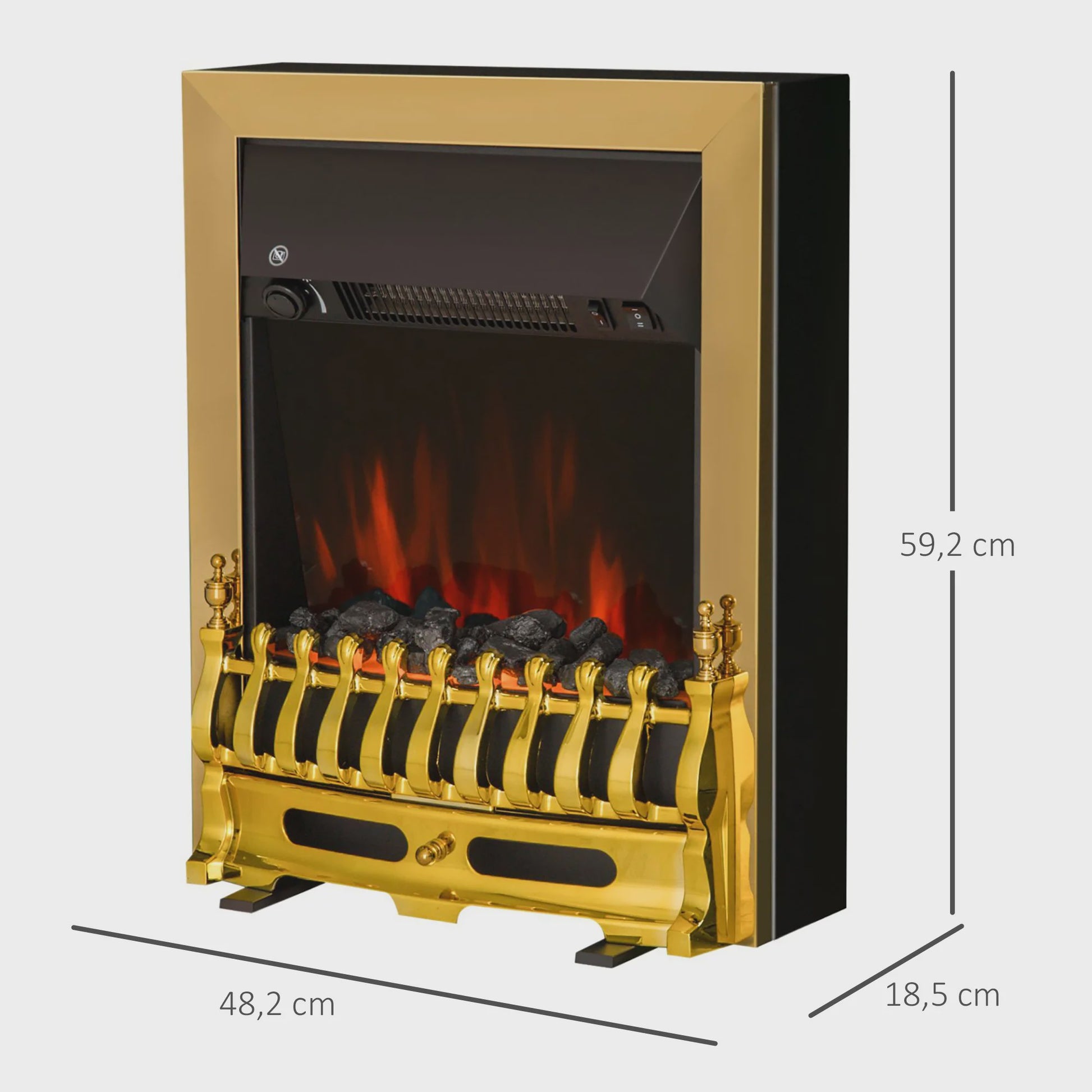 HOMCOM Elektrische Sfeerhaard Neo-Retro Stijl met Vlam Effect - Zwart/Goud