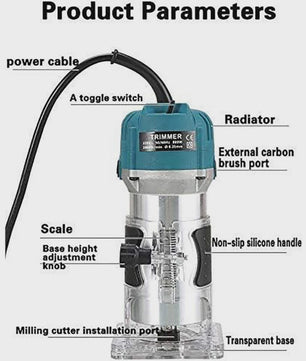 Krachtige Houtfreesmachine 800W - Elektrische Trimmer voor Houtbewerking en Frezen