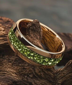 Luxe Groene Kristalstenen Ringen voor Mannen - 8mm Roestvrij Staal Trouwband