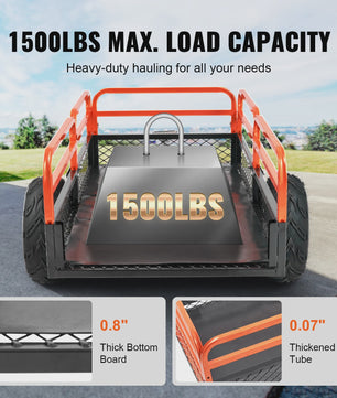 Robuuste Stalen ATV Dump Trailer - 15 cu.ft Laadvermogen
