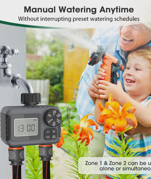 Insoma Slimme Sproeitimer 2-Zone - Automatische Tuinirrigatie met IPX5 Waterdichtheid