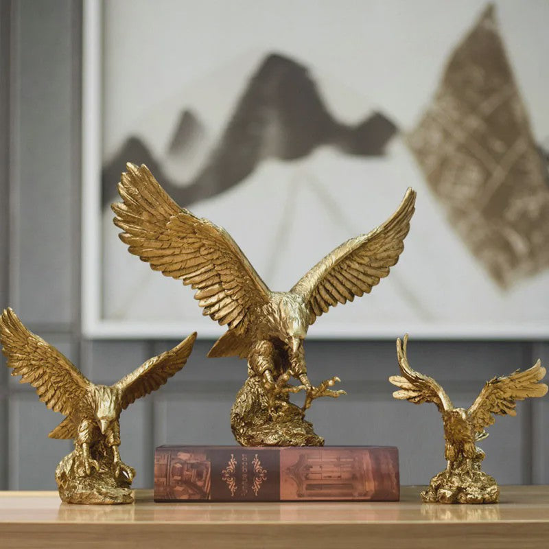 Gouden Adelaar Beeld - Luxe Hars Vogel Sculptuur voor Huis & Kantoor Decoratie