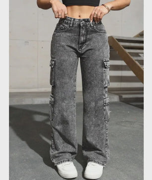 Y2K Cargo Jeans Dames - Hoge Taille, Stretch, Retro Stijl