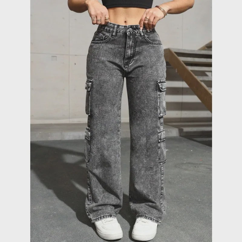 Y2K Cargo Jeans Dames - Hoge Taille, Stretch, Retro Stijl